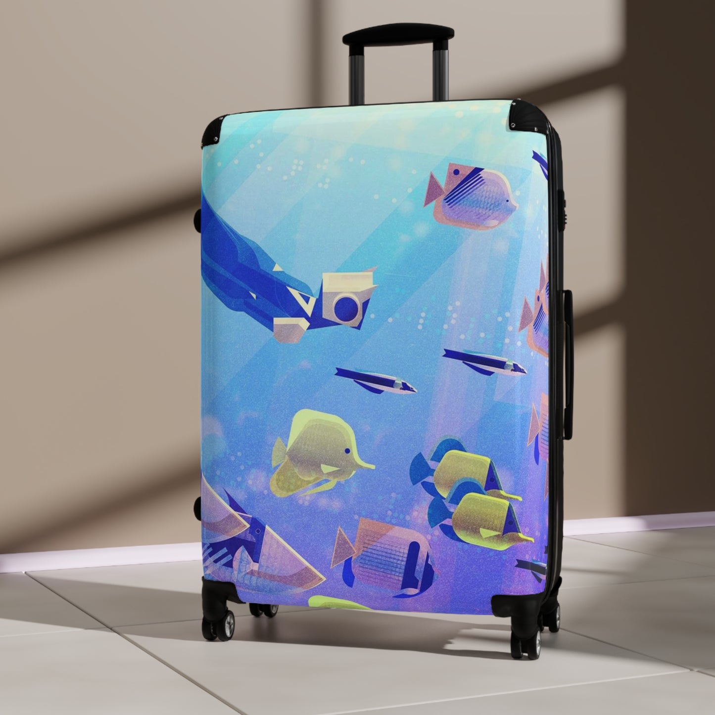 Abstract Underwater Fish Art Carry-On Suitcase - Stylish Luggage for Travelers