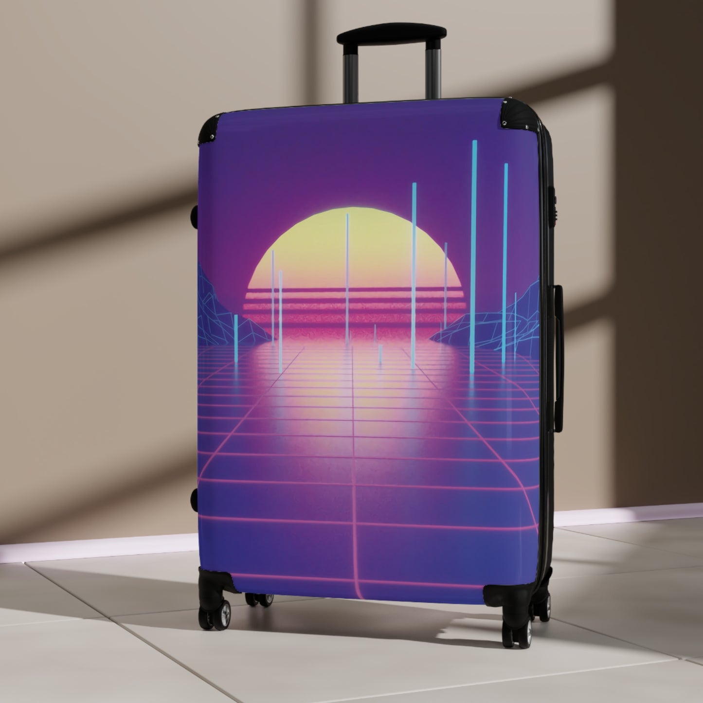 Abstract Retrowave Neon Art Carry-On Suitcase - Stylish Luggage for Travelers
