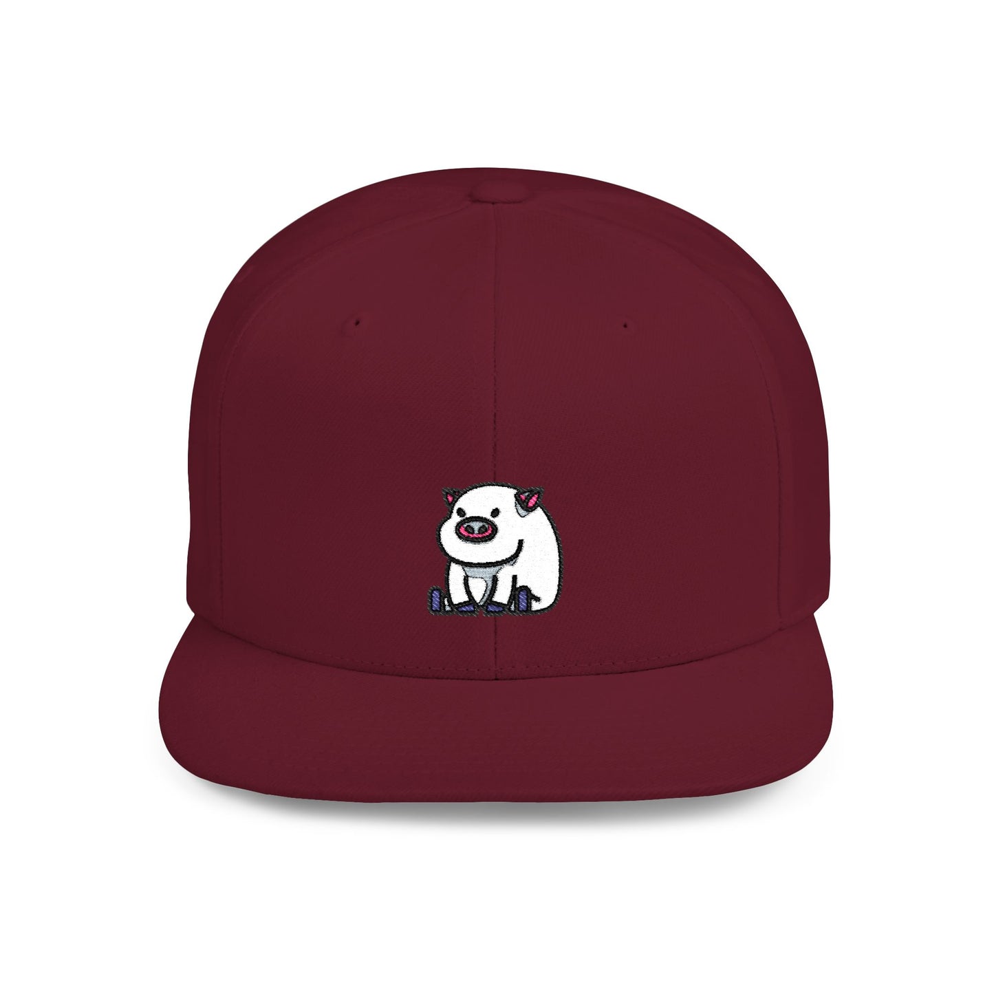 Icons Embroidered Pig Flat Bill Snapback – Lightweight, Custom Fit, Premium Quality
