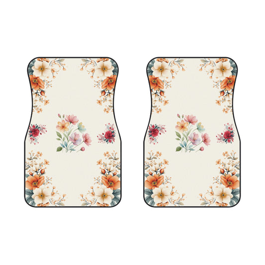 Flowers Beautiful Red Rose Car Floor Mats – 2-Piece Front Set, Durable & Stylish, Universal Fit