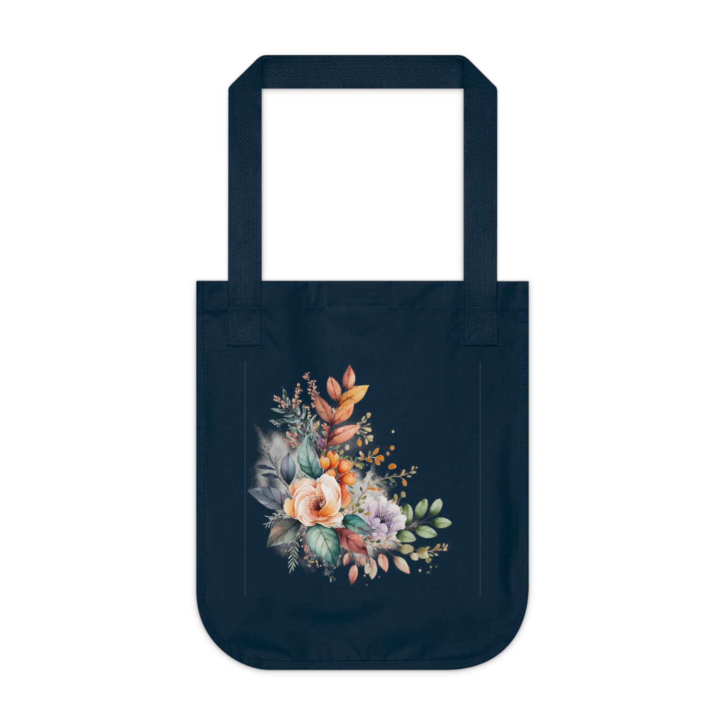 Flowers Watercolor Floral Organic Canvas Tote Bag - Eco-Friendly Carryall for Everyday Use