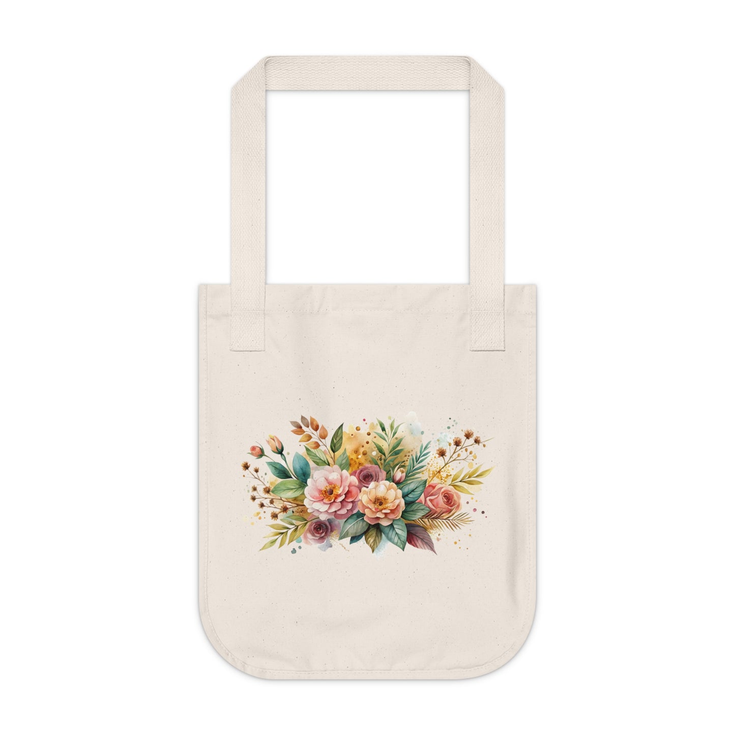 Flowers Watercolor Arrangement Floral Organic Canvas Tote Bag - Eco-Friendly Carryall for Everyday Use