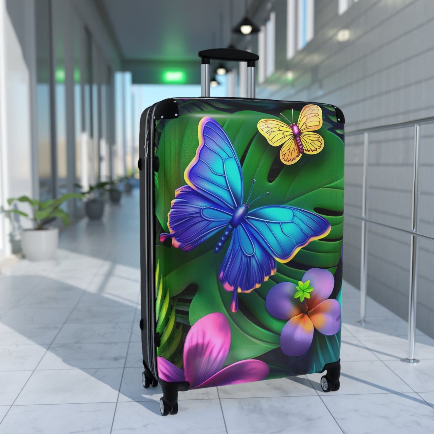 Nature Flowers Floral Animated Magenta Art Carry-On Suitcase - Stylish Luggage for Travelers