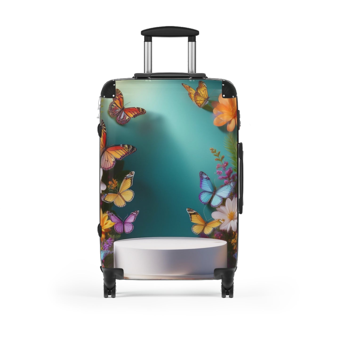 Nature Butterflies Flower On White Art Carry-On Suitcase - Stylish Luggage for Travelers