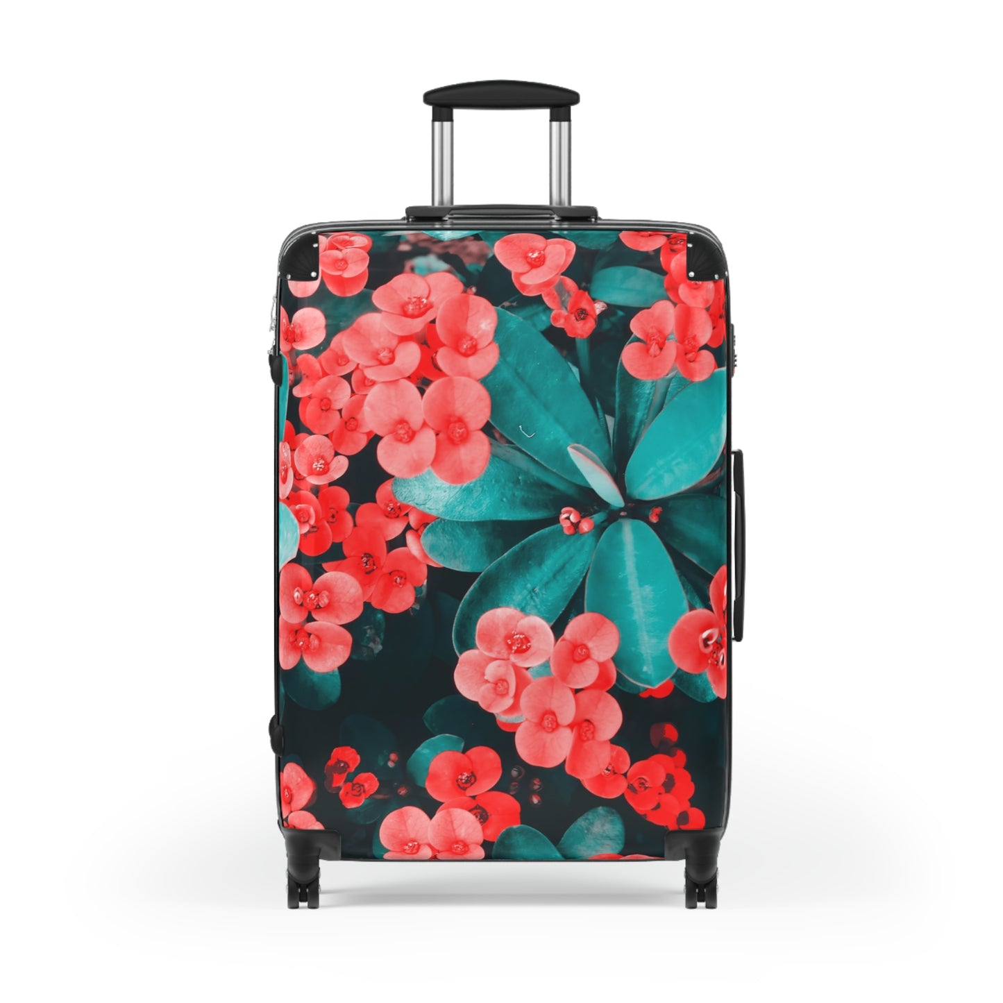 Nature Flowers Floral Green and Red Art Carry-On Suitcase - Stylish Luggage for Travelers