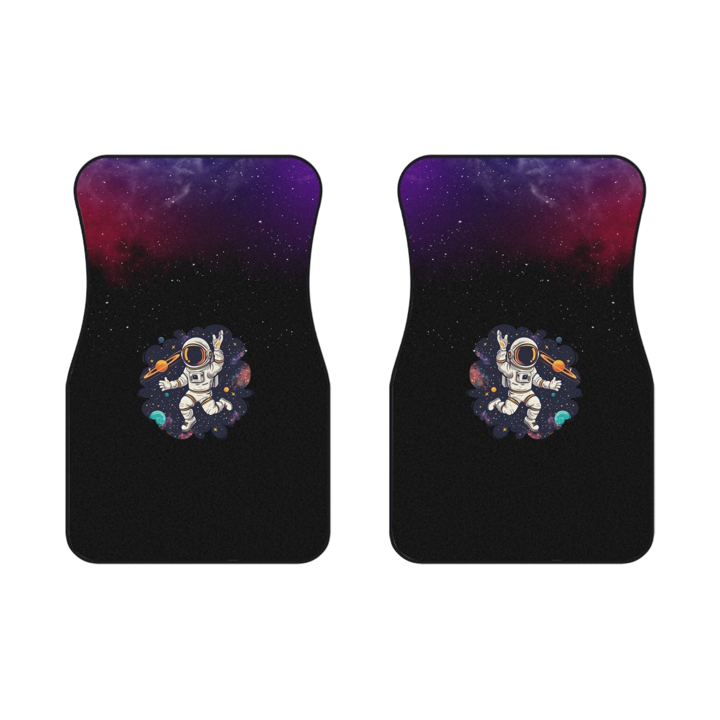 Space Astronaut Dancing Car Floor Mats – 2-Piece Front Set, Durable & Stylish, Universal Fit