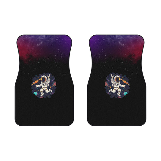 Space Astronaut Dancing Car Floor Mats – 2-Piece Front Set, Durable & Stylish, Universal Fit