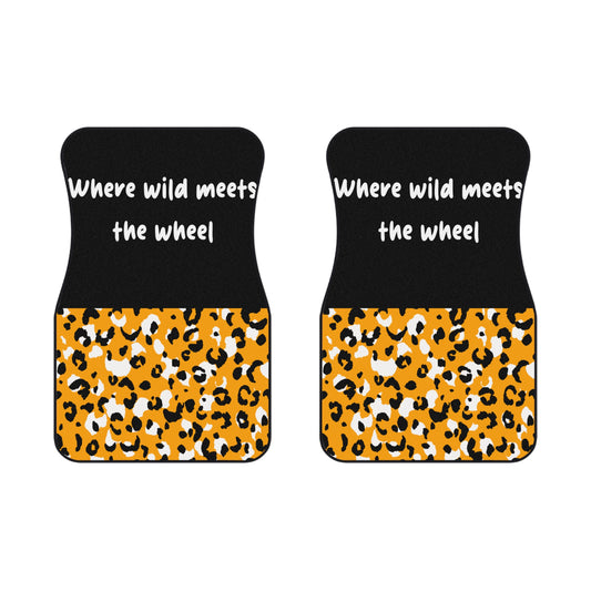 Leopard Pattern Where Wild Meets The Wheel Car Floor Mats – 2-Piece Front Set, Durable & Stylish, Universal Fit
