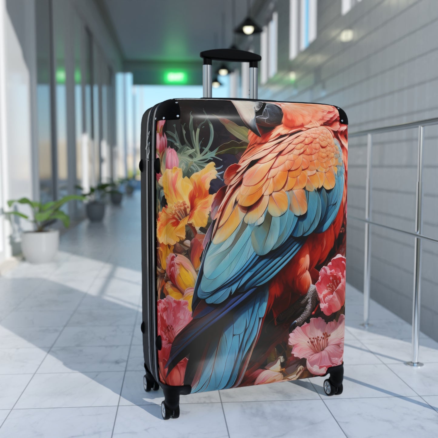Nature Flowers Floral Colorful Parrot Art Carry-On Suitcase - Stylish Luggage for Travelers