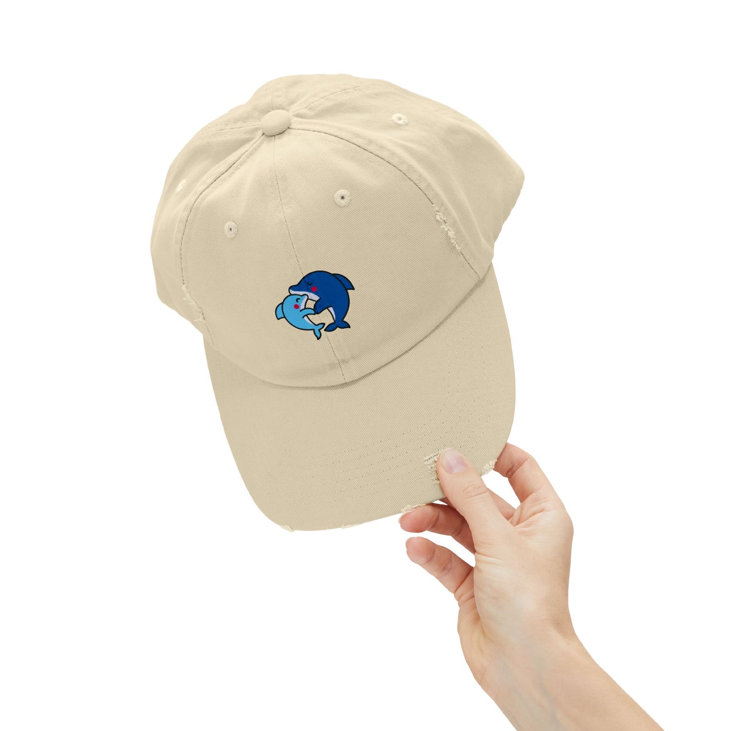 Dolphin Couple Vintage Distressed Dad Hat Unisex Adjustable Cotton Twill Baseball Cap for Casual Everyday Wear