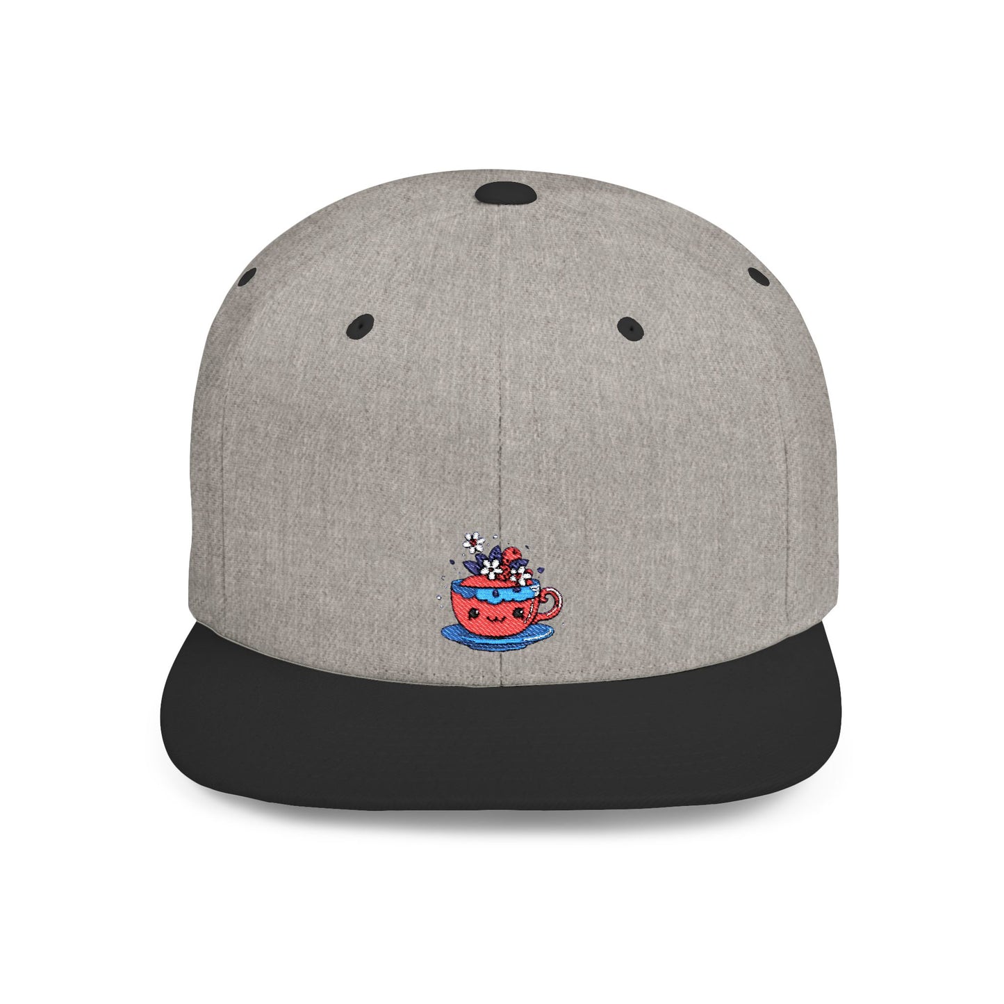 Icons Embroidered Cute Cup Flat Bill Snapback – Lightweight, Custom Fit, Premium Quality