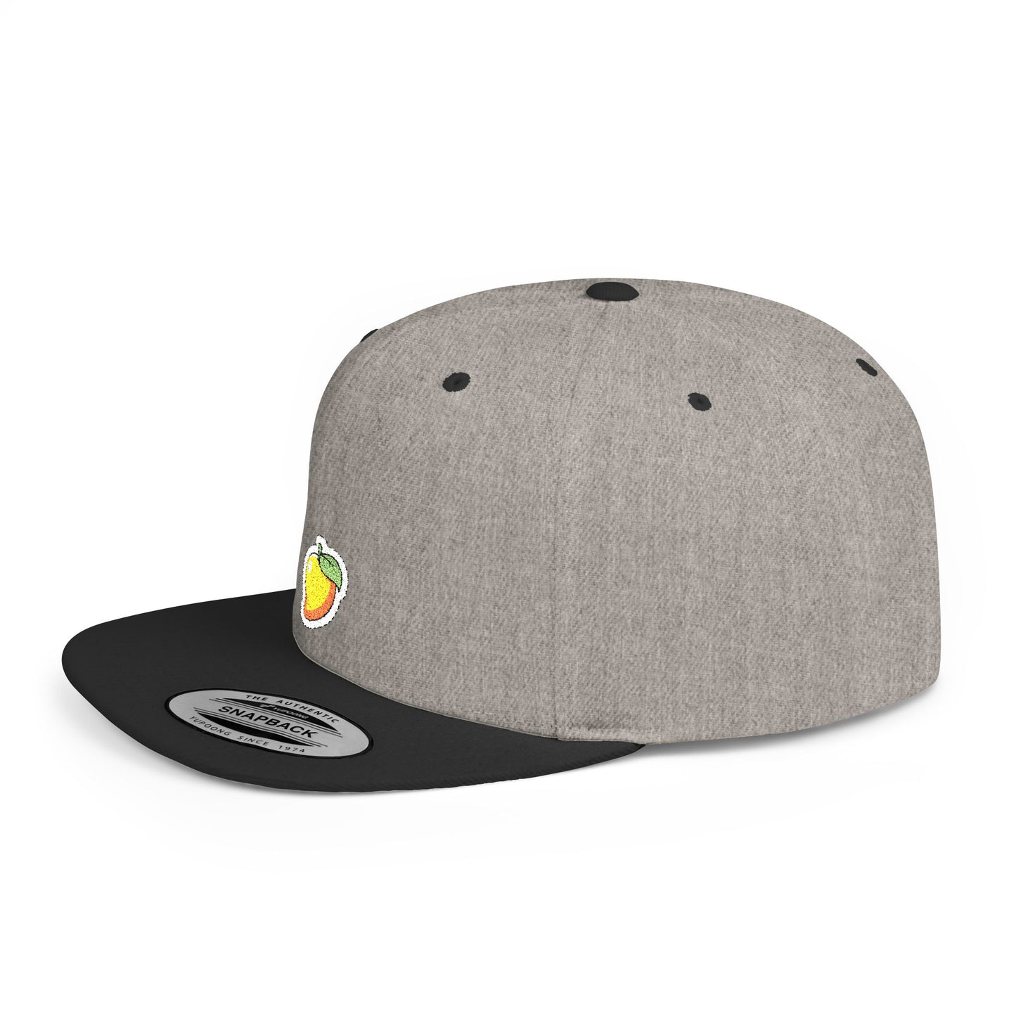 Icons Embroidered Mango Flat Bill Snapback – Lightweight, Custom Fit, Premium Quality