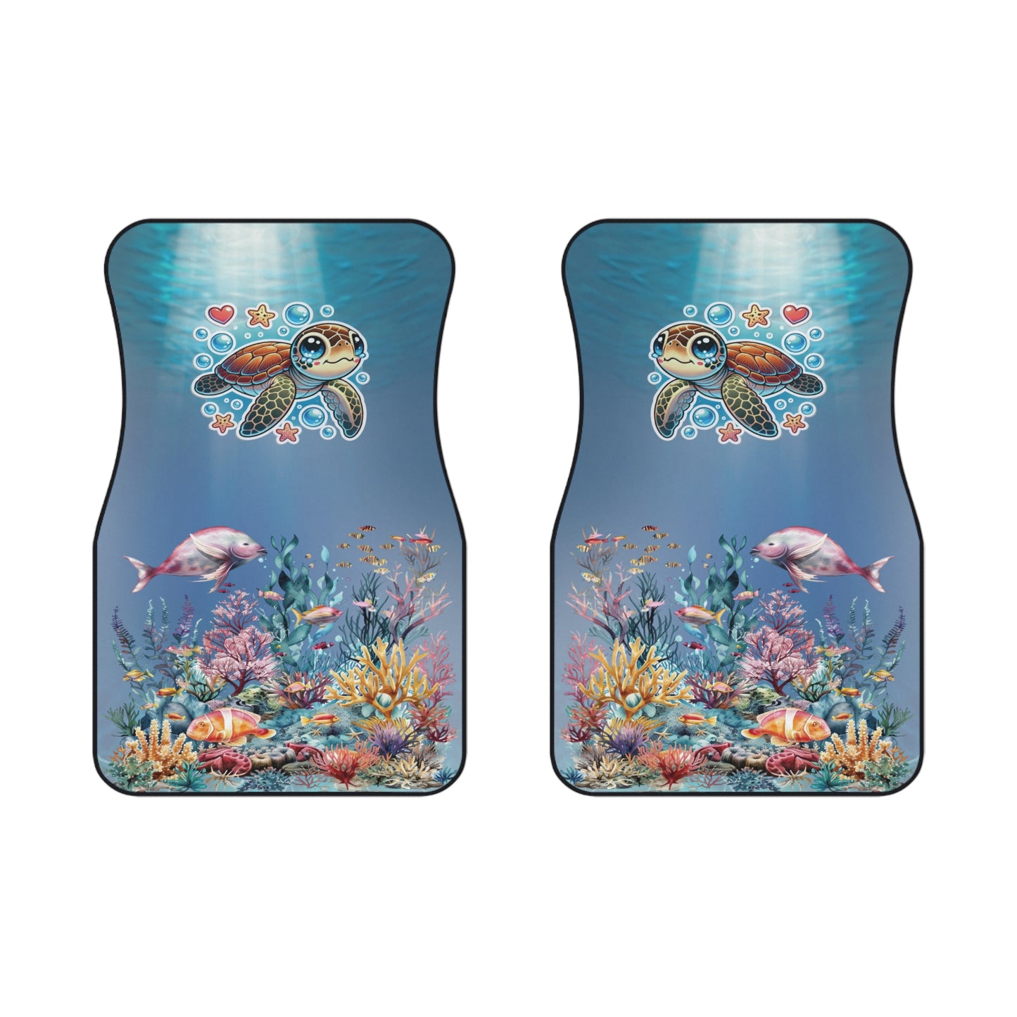Ocean Cute Turtle Front Car Mats – Durable, Anti-Slip, Easy to Clean, Vibrant Print