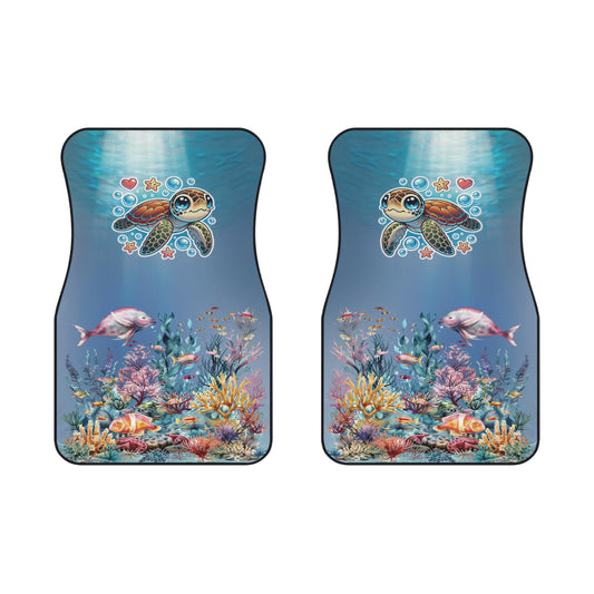 Ocean Cute Turtle Front Car Mats – Durable, Anti-Slip, Easy to Clean, Vibrant Print