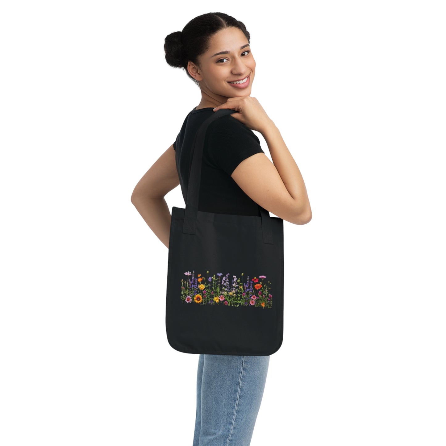 Flowers Floral Design Organic Canvas Tote Bag - Eco-Friendly Carryall for Everyday Use