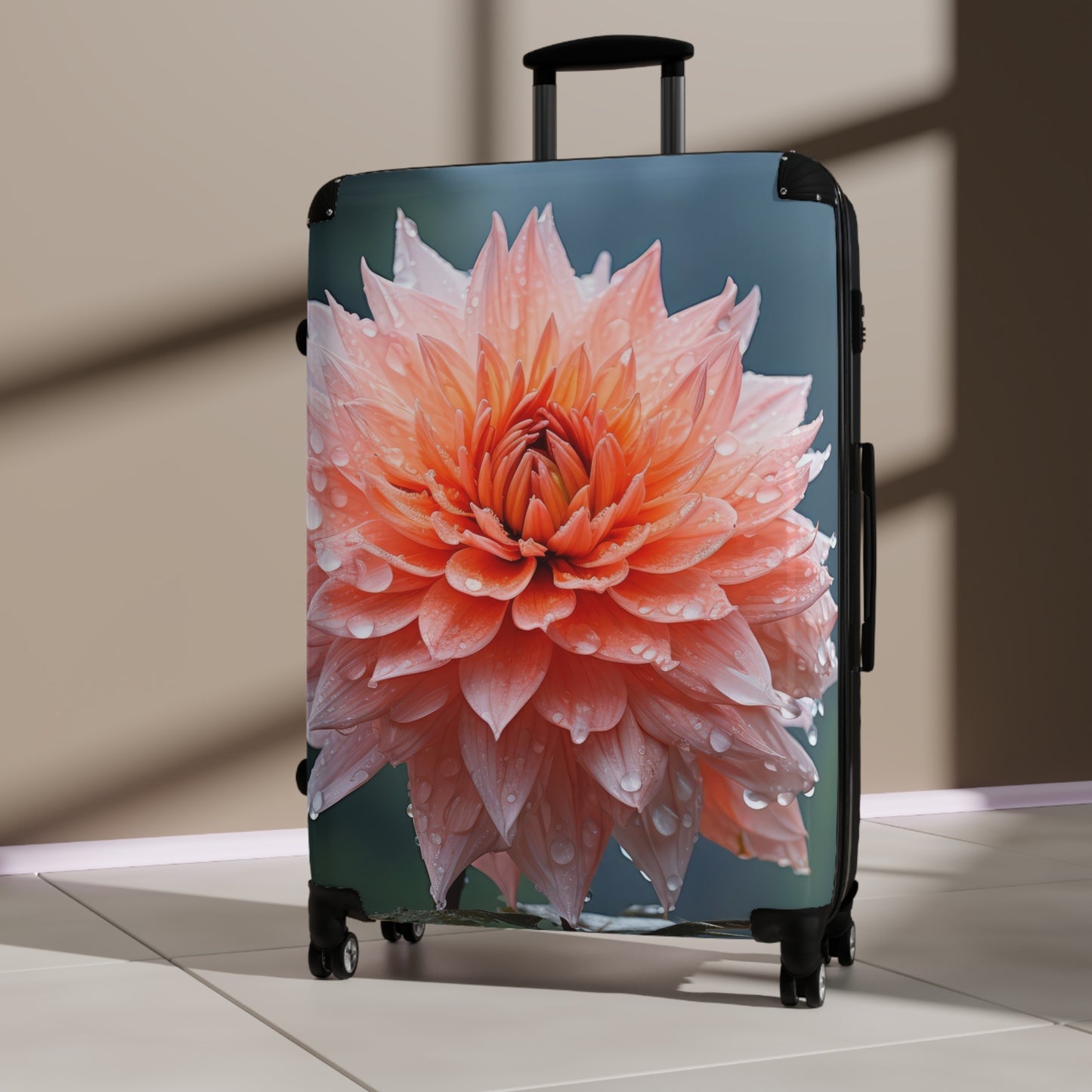 Nature Flowers Floral Pink Rain Drops Carry-On Suitcase - Stylish Luggage for Travelers