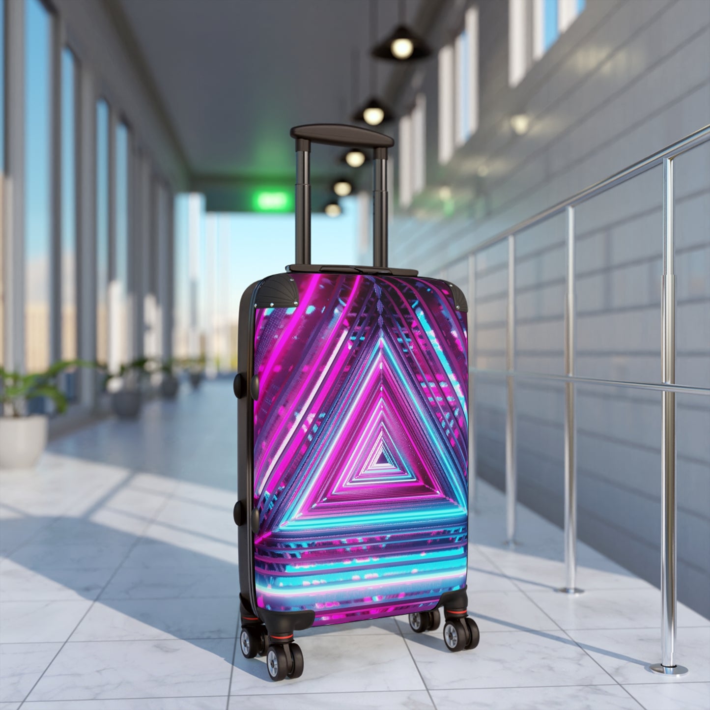 Abstract Neon Triangle Carry-On Suitcase - Stylish Luggage for Travelers