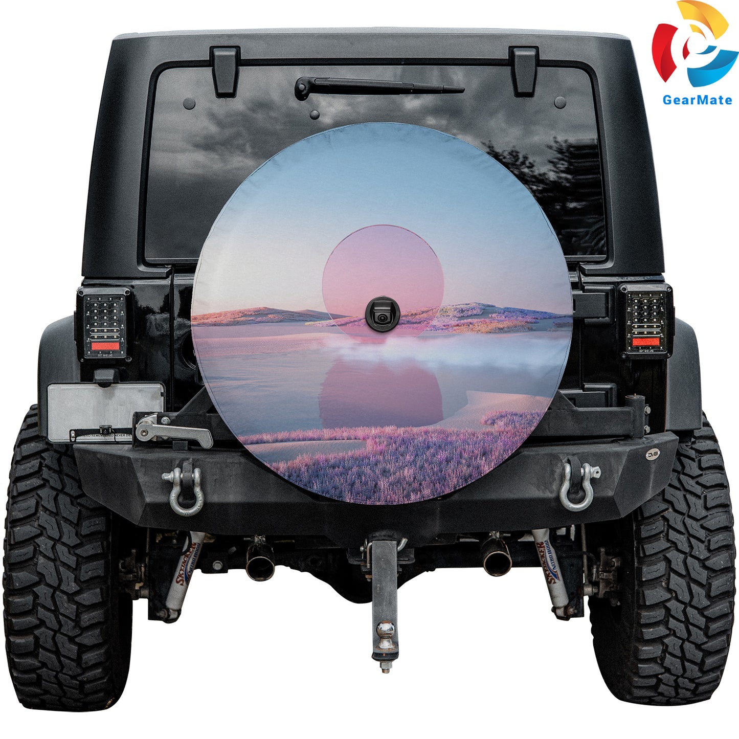Sunset Tides Wave Spare Tire Cover – Premium Waterproof UV Resistant Protector