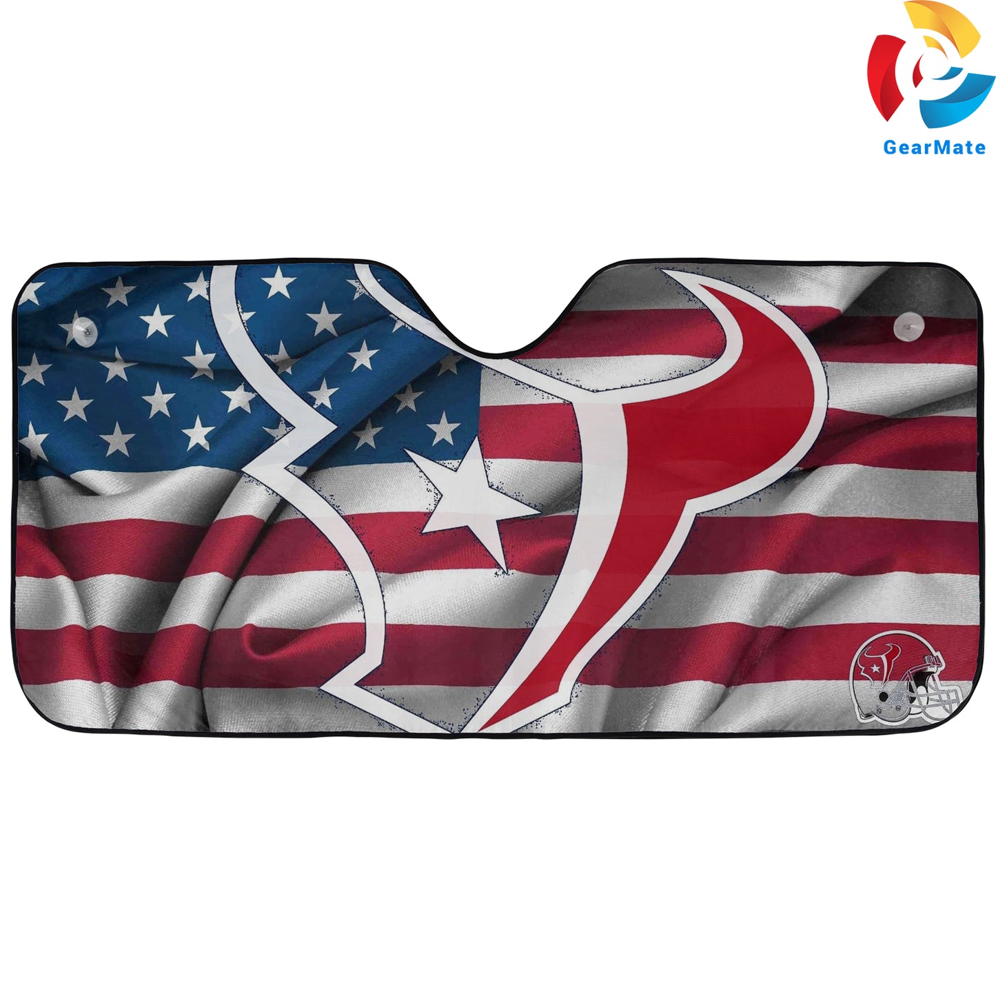 Houston Texans NFL Football American Flag Reflective Car Sunshade – Premium Heat & UV Protection, Universal Fit