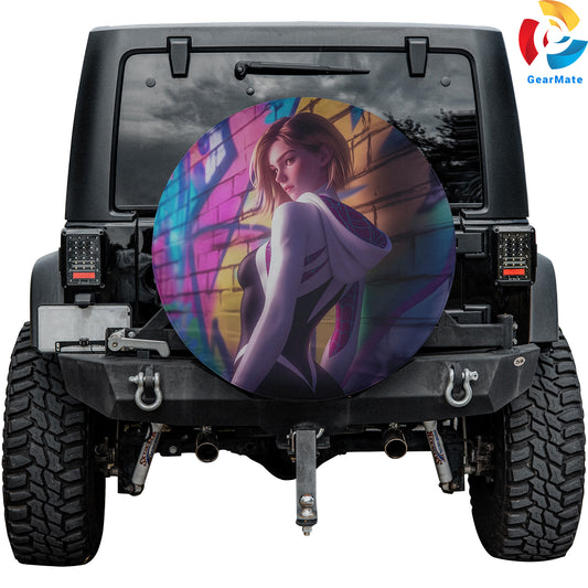 Marvel Gwen Stacy Spider Girl Spare Tire Cover – Premium Waterproof UV Resistant Protector