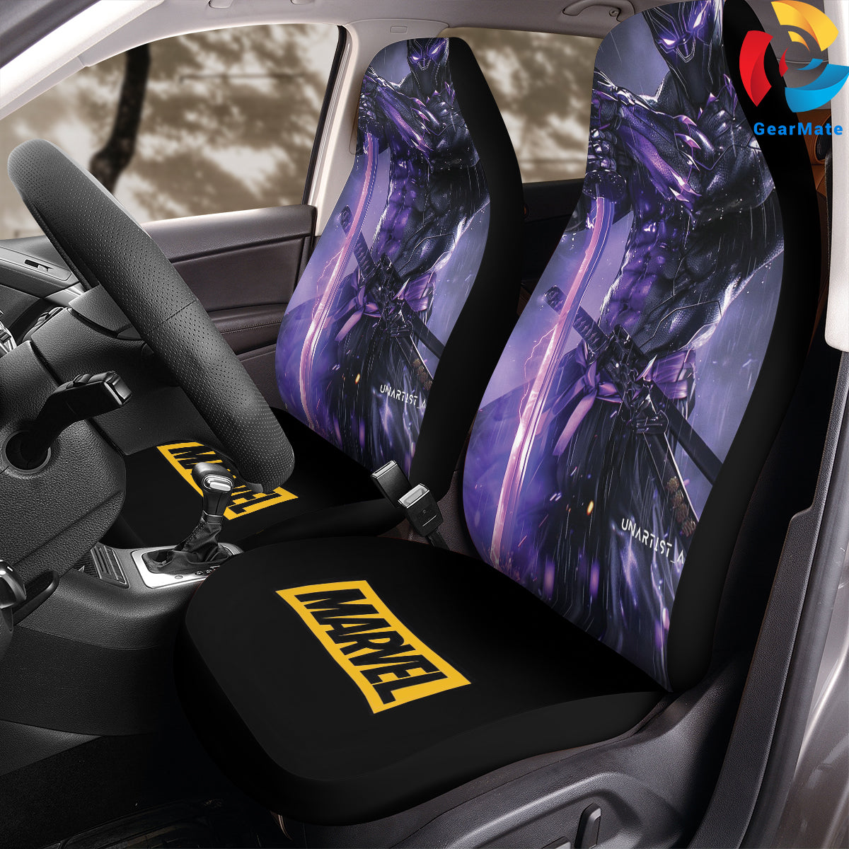 Marvel Black Panther Car Seat Covers – High Quality Graphic and Polar Fleece Protector Set