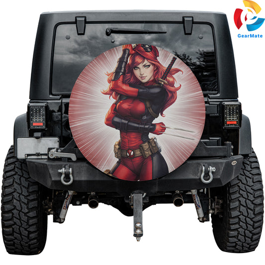 Marvel Lady Deadpool Mary Jane Comics Spare Tire Cover – Premium Waterproof UV Resistant Protector