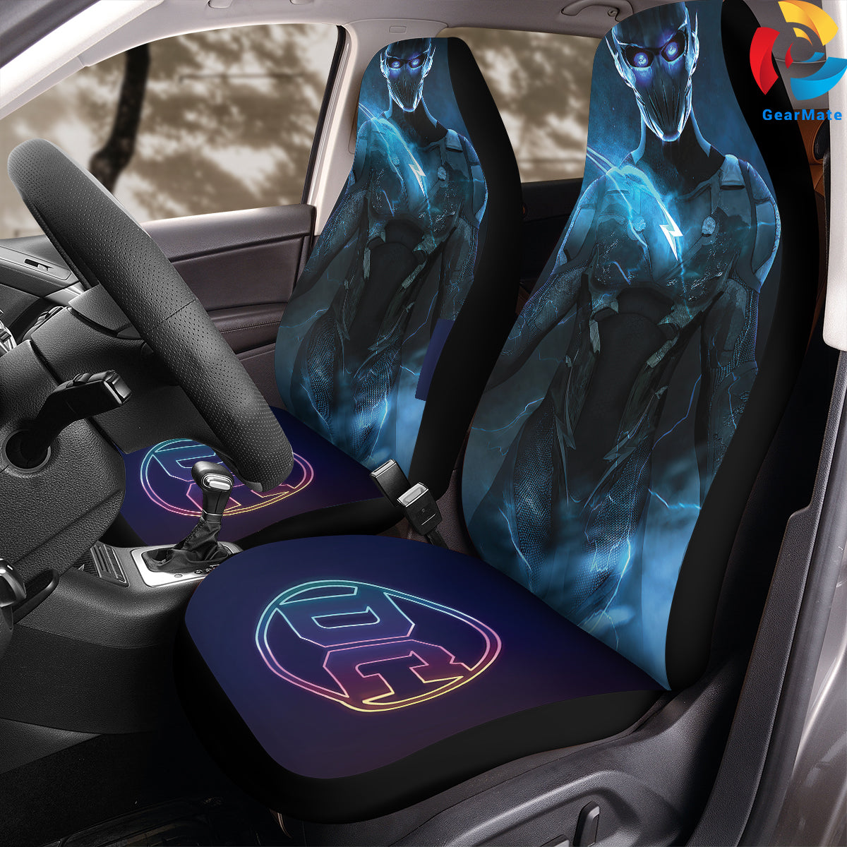 Black Flash DC Car Seat Covers – High Quality Graphic and Polar Fleece Protector Set