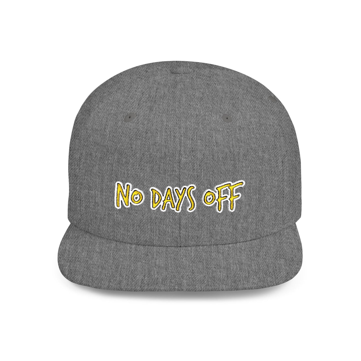 Text No Days Off Flat Bill Snapback – Lightweight, Custom Fit, Premium Quality