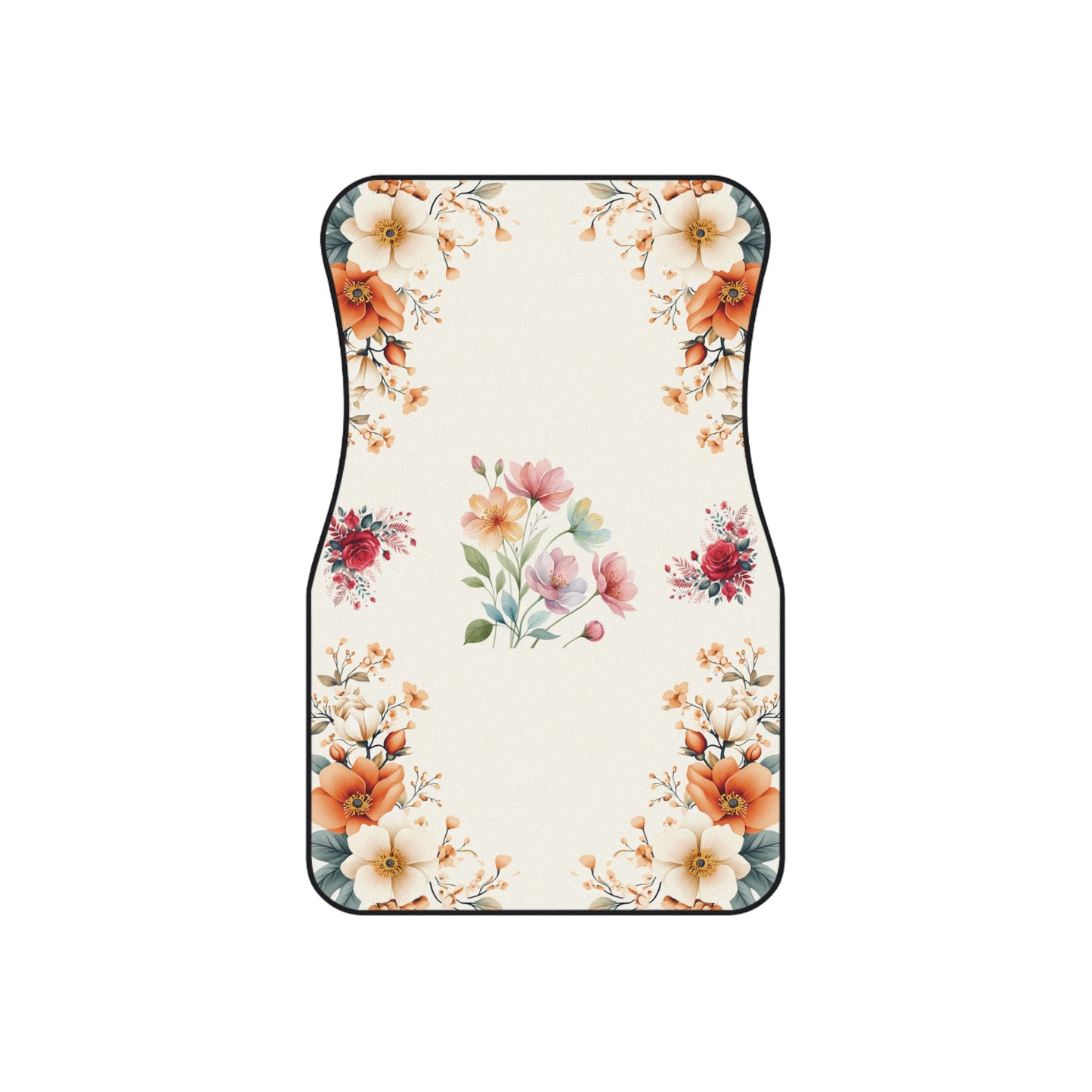 Flowers Beautiful Red Rose Car Floor Mats – 2-Piece Front Set, Durable & Stylish, Universal Fit