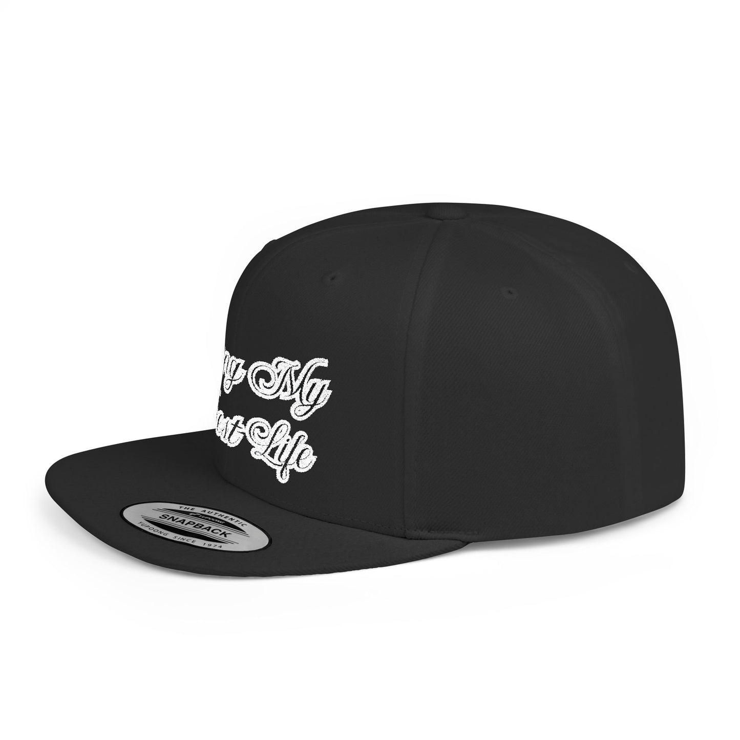 Text Living My Best Life Flat Bill Snapback – Lightweight, Custom Fit, Premium Quality