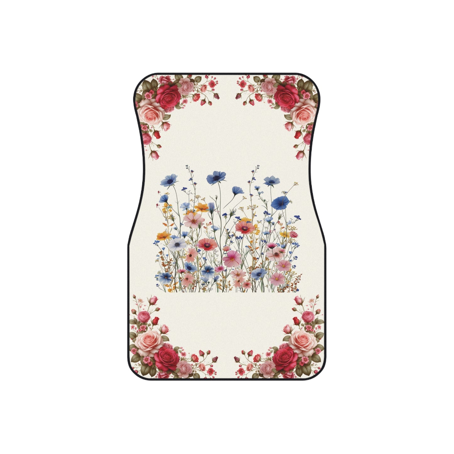 Flowers Pink Red Roses Car Floor Mats – 2-Piece Front Set, Durable & Stylish, Universal Fit
