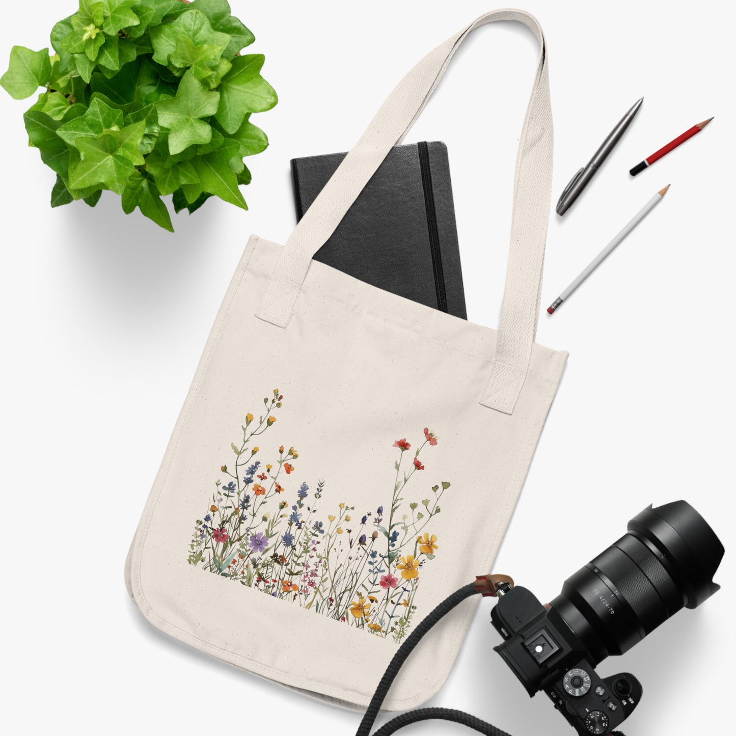 Flowers Background Floral Organic Canvas Tote Bag – Eco-Friendly Shopping & Beach Accessory