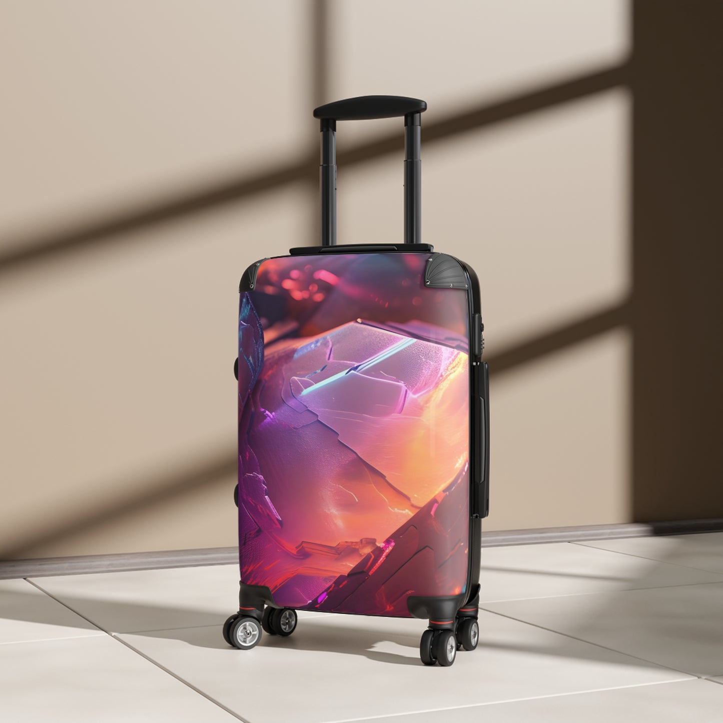 Abstract Gemstone Crystals Art Carry-On Suitcase - Stylish Luggage for Travelers