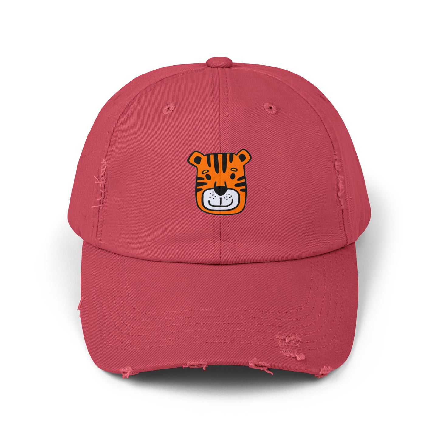 Tiger Orange Vintage Distressed Dad Hat Unisex Adjustable Cotton Twill Baseball Cap for Casual Everyday Wear