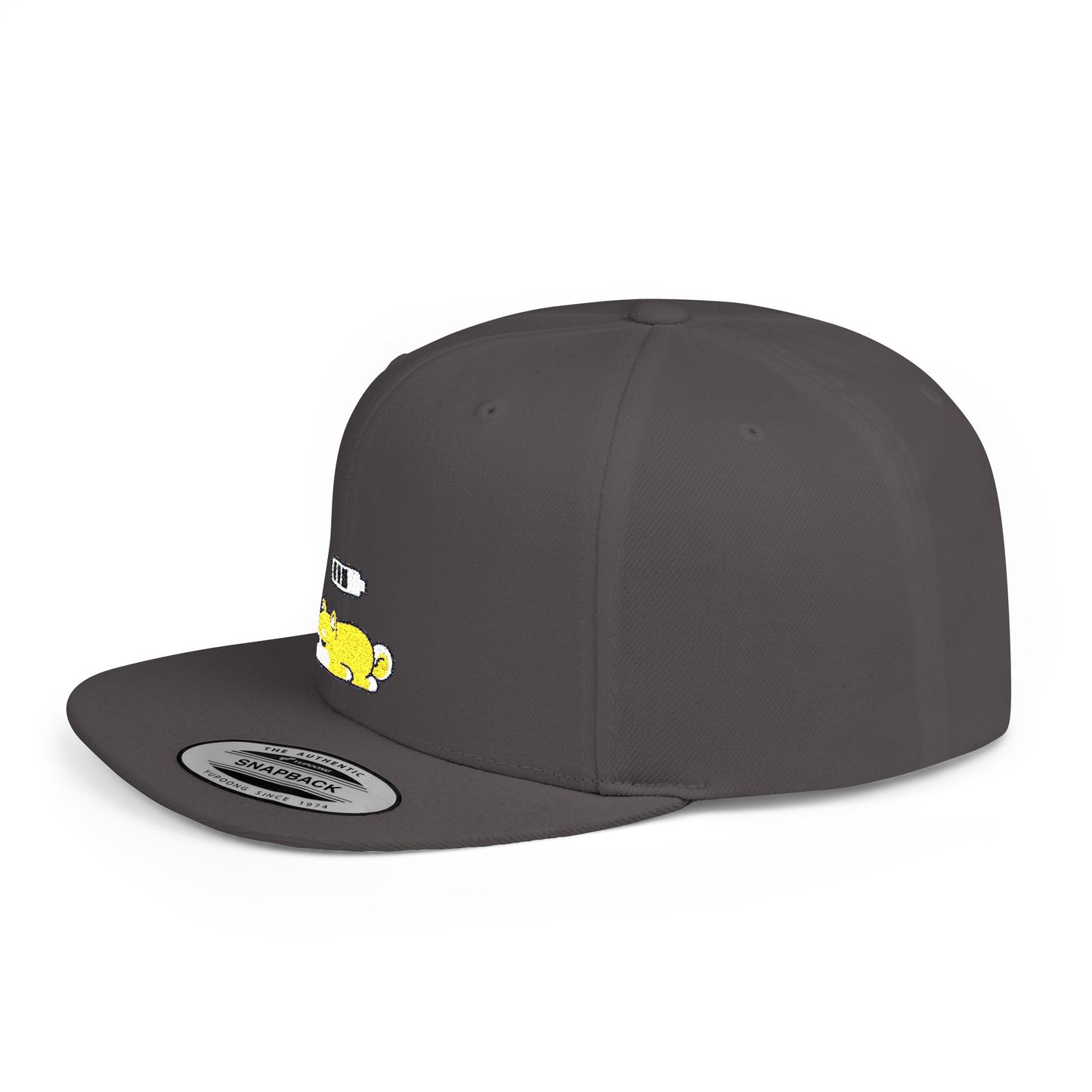Icons Embroidered Shiba Inu Battery Flat Bill Snapback – Lightweight, Custom Fit, Premium Quality
