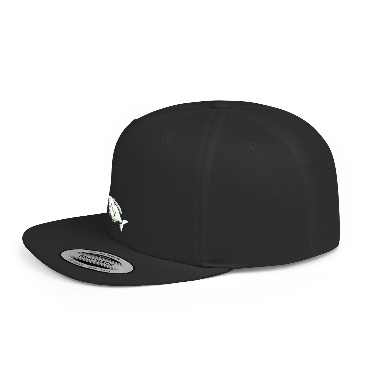 Icons Embroidered White Fish Flat Bill Snapback – Lightweight, Custom Fit, Premium Quality