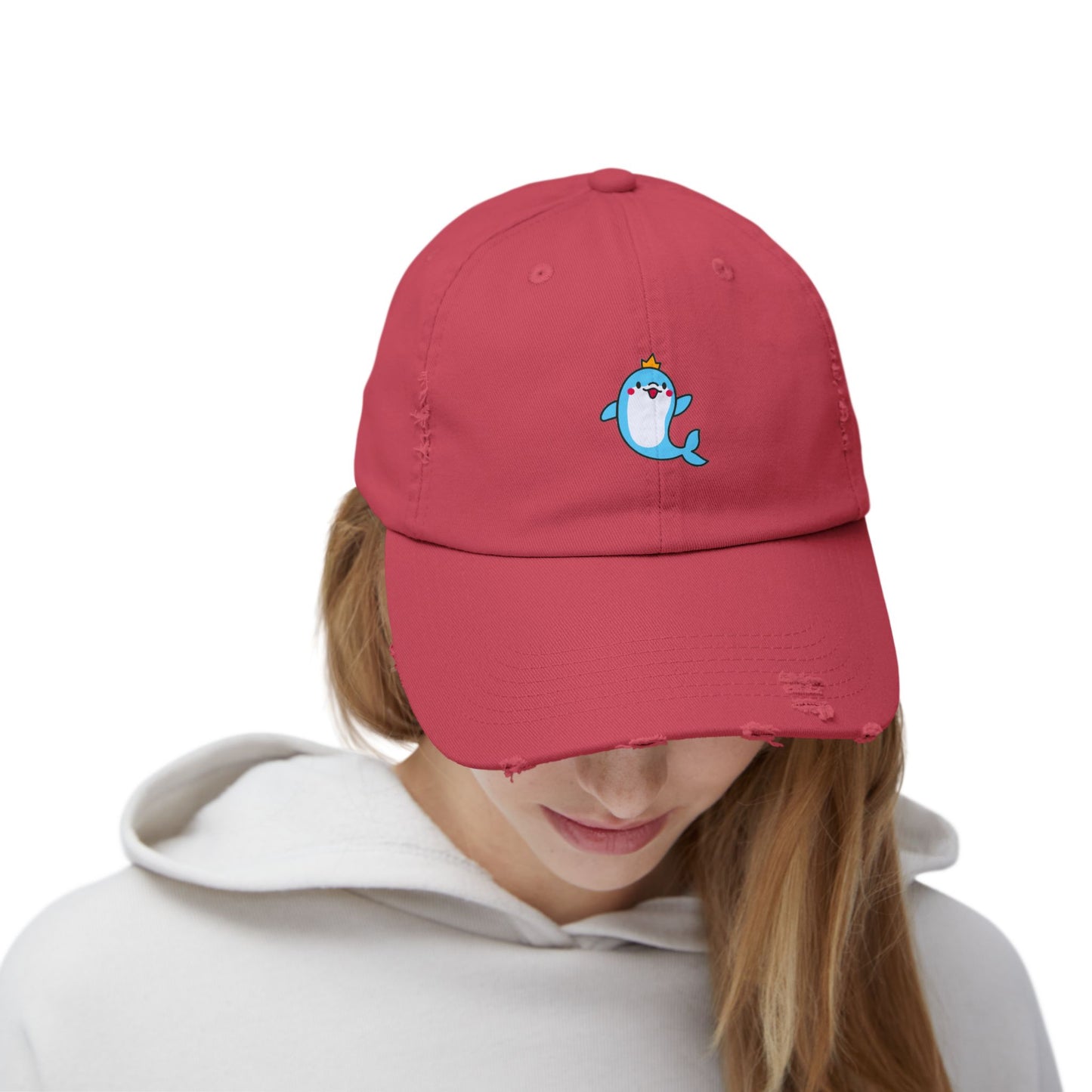Dolphin Crown Vintage Distressed Dad Hat Unisex Adjustable Cotton Twill Baseball Cap for Casual Everyday Wear