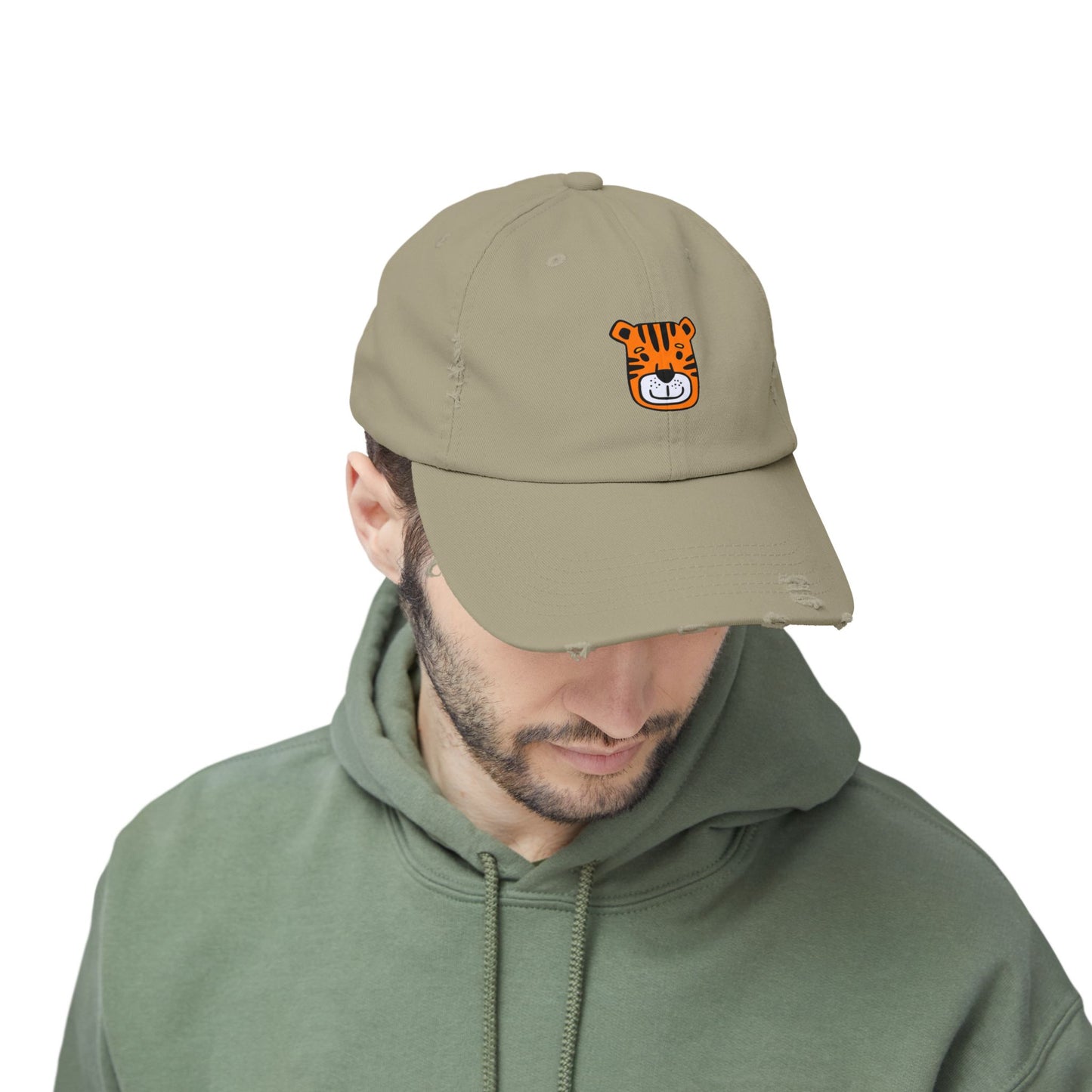 Tiger Orange Vintage Distressed Dad Hat Unisex Adjustable Cotton Twill Baseball Cap for Casual Everyday Wear