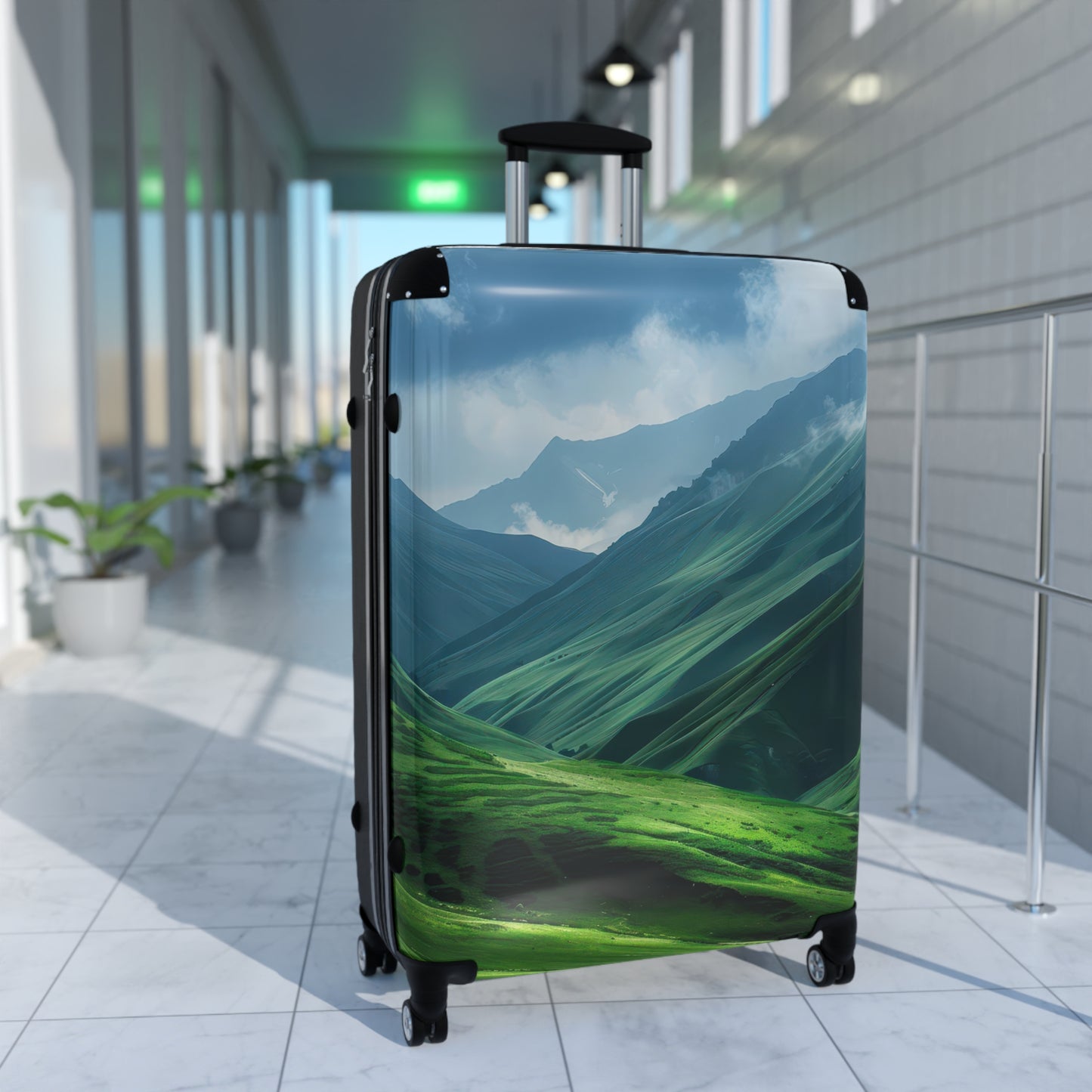 Nature Mountain Green Art Carry-On Suitcase - Stylish Luggage for Travelers