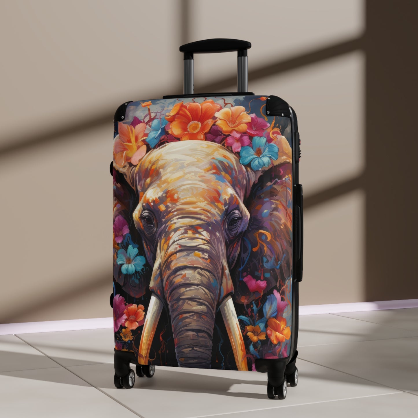 Nature Elephant Floral Flowers Art Carry-On Suitcase - Stylish Luggage for Travelers