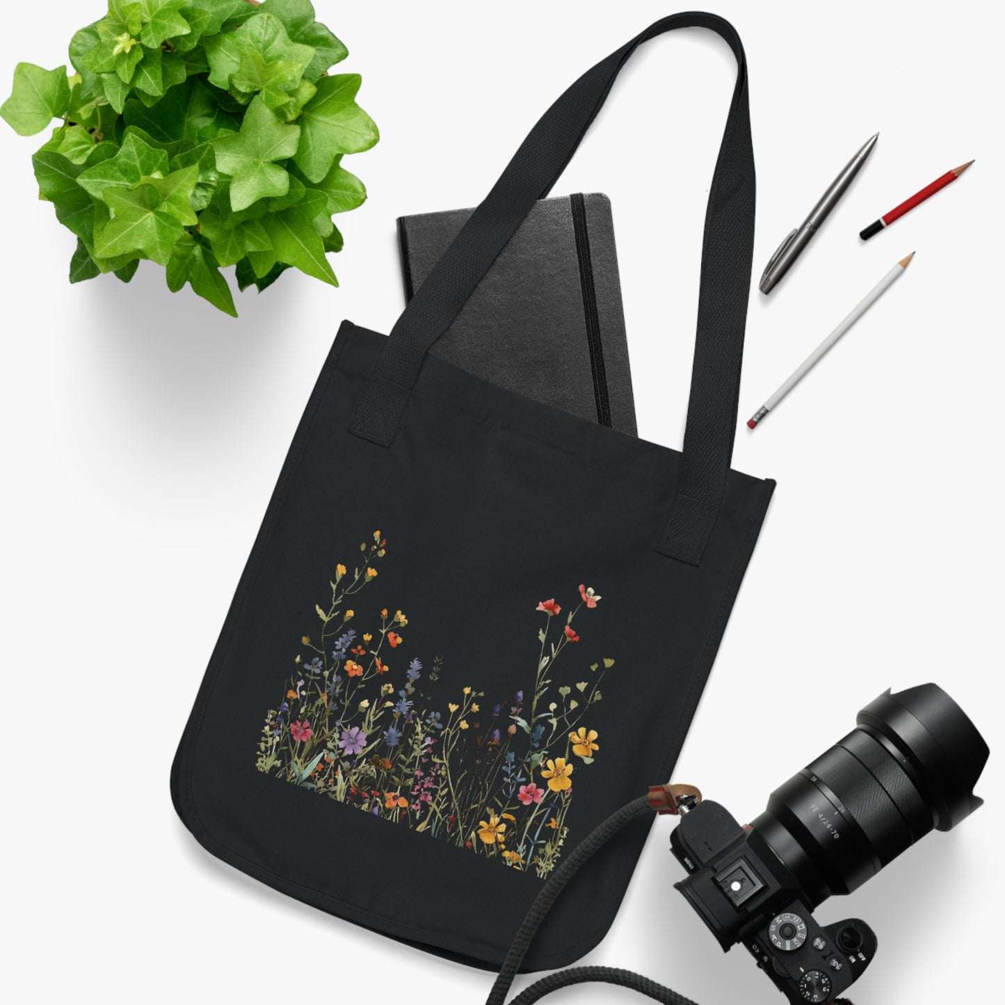Flowers Background Floral Organic Canvas Tote Bag – Eco-Friendly Shopping & Beach Accessory
