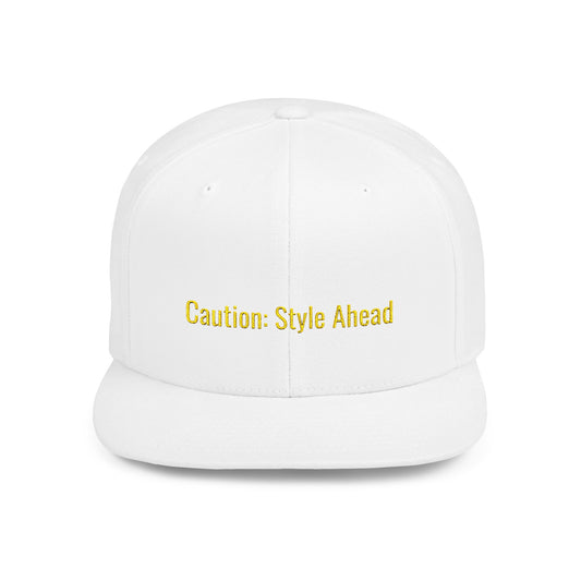 Text Caution Style Ahead Flat Bill Snapback – Lightweight, Custom Fit, Premium Quality