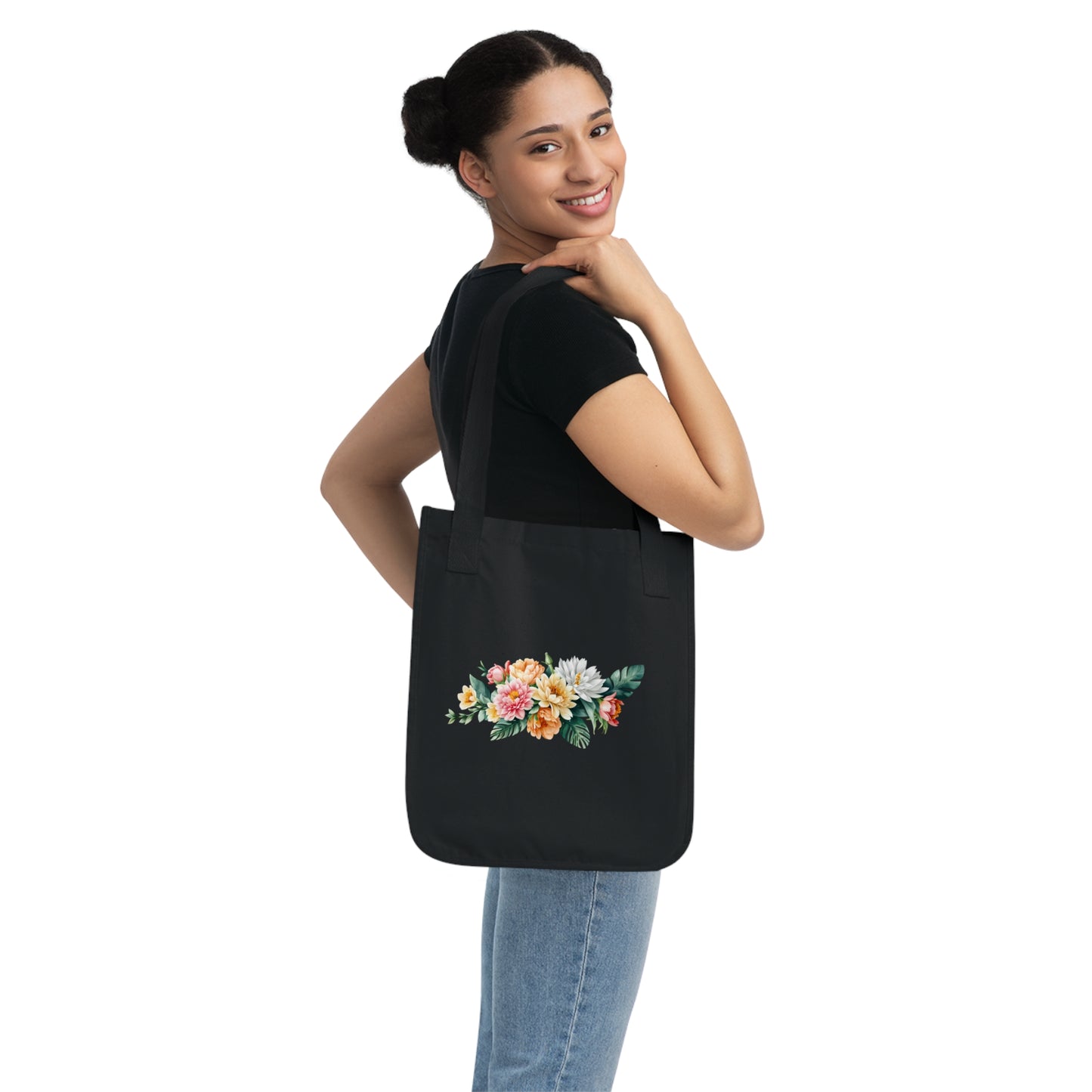 Flowers Stunning Floral Organic Canvas Tote Bag - Eco-Friendly Carryall for Everyday Use