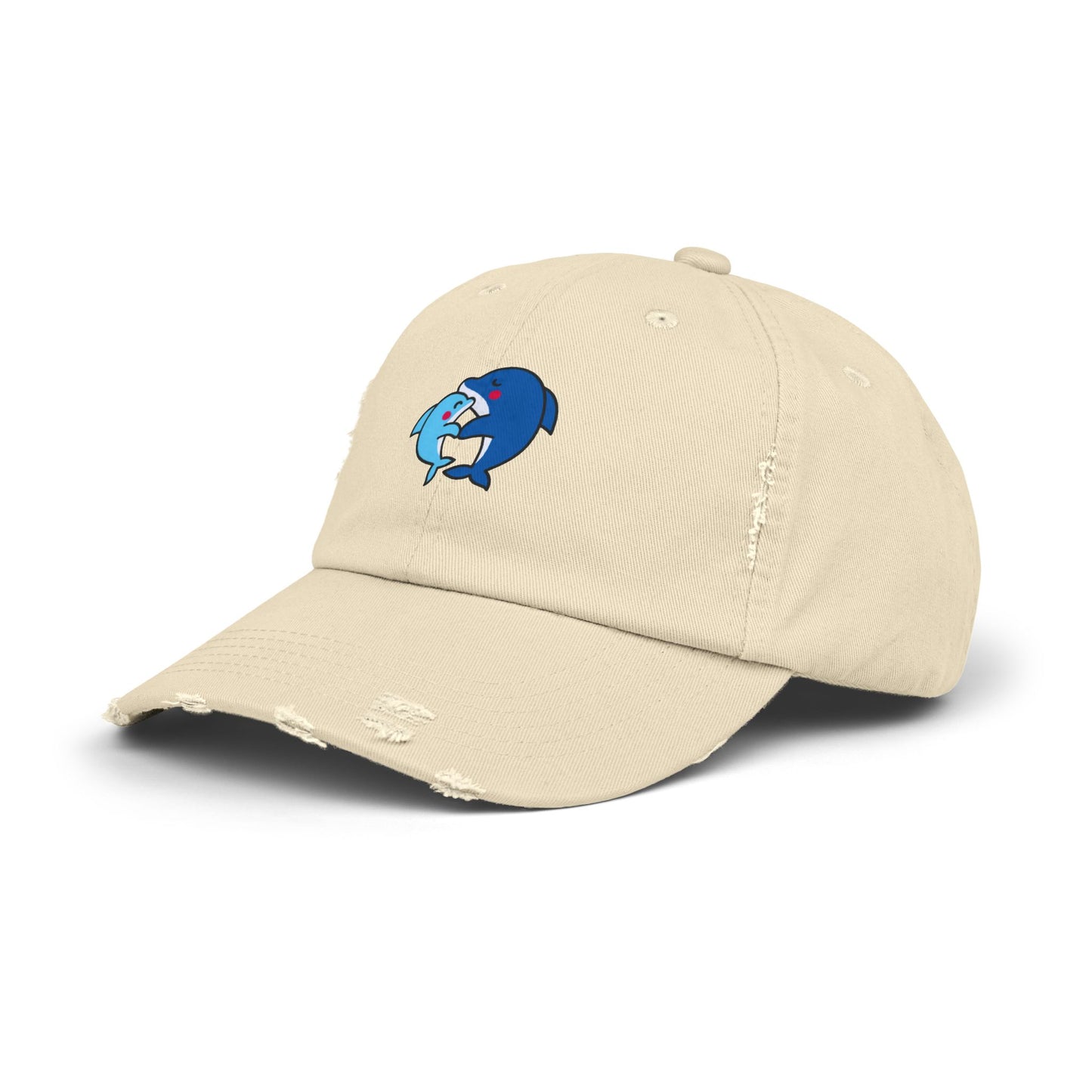 Dolphin Couple Vintage Distressed Dad Hat Unisex Adjustable Cotton Twill Baseball Cap for Casual Everyday Wear