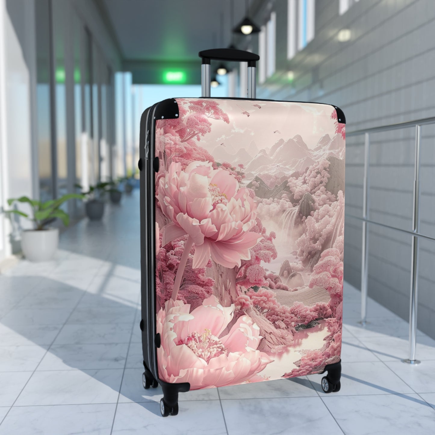 Nature Flowers Floral Animated Pink Flowers Carry-On Suitcase - Stylish Luggage for Travelers