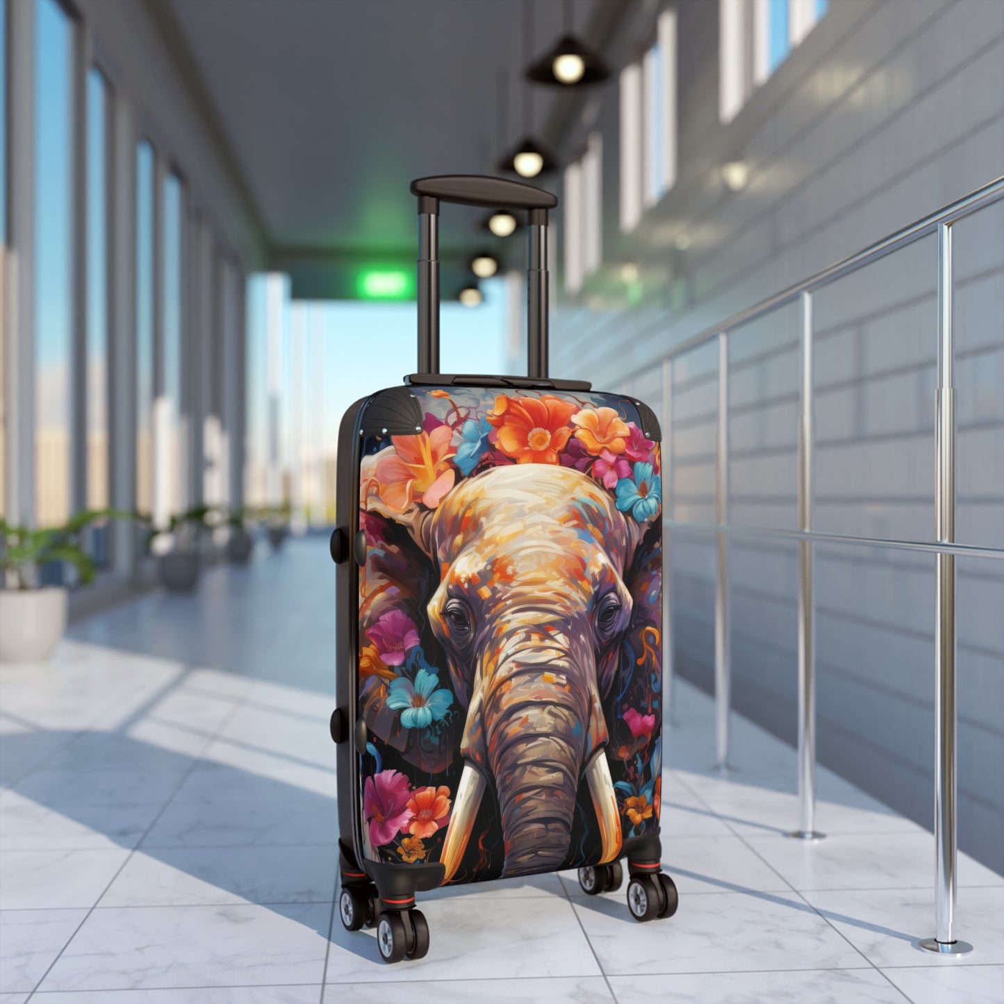 Nature Elephant Floral Flowers Art Carry-On Suitcase - Stylish Luggage for Travelers