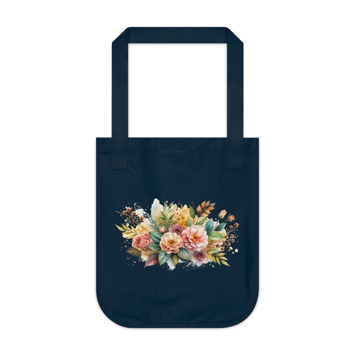 Flowers Watercolor Arrangement Floral Organic Canvas Tote Bag - Eco-Friendly Carryall for Everyday Use