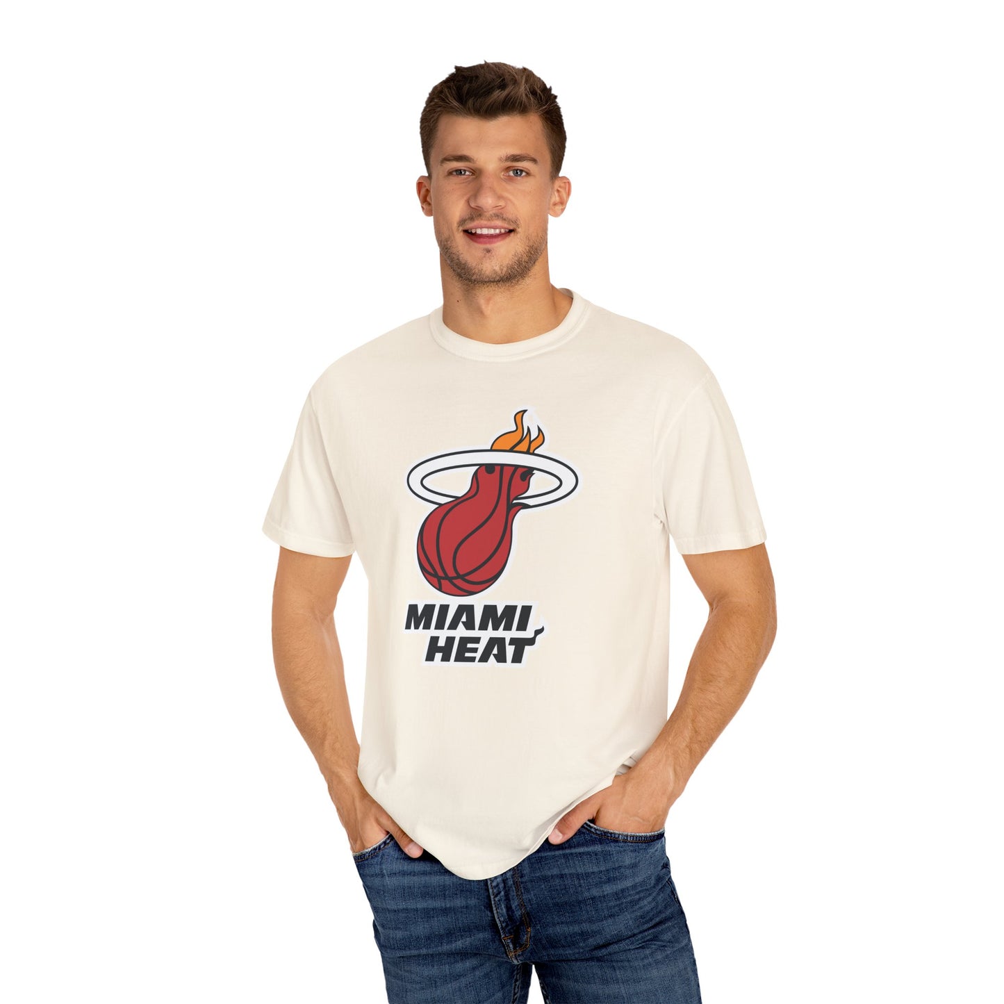 Miami Heat Street Ball Style Garment-Dyed T-Shirt – Premium Cotton Tee for Customization