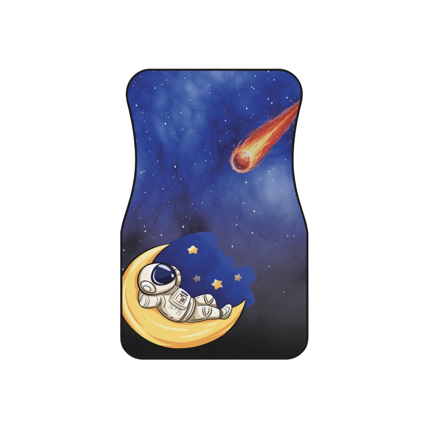 Space Astronaut Relaxing Car Floor Mats – 2-Piece Front Set, Durable & Stylish, Universal Fit