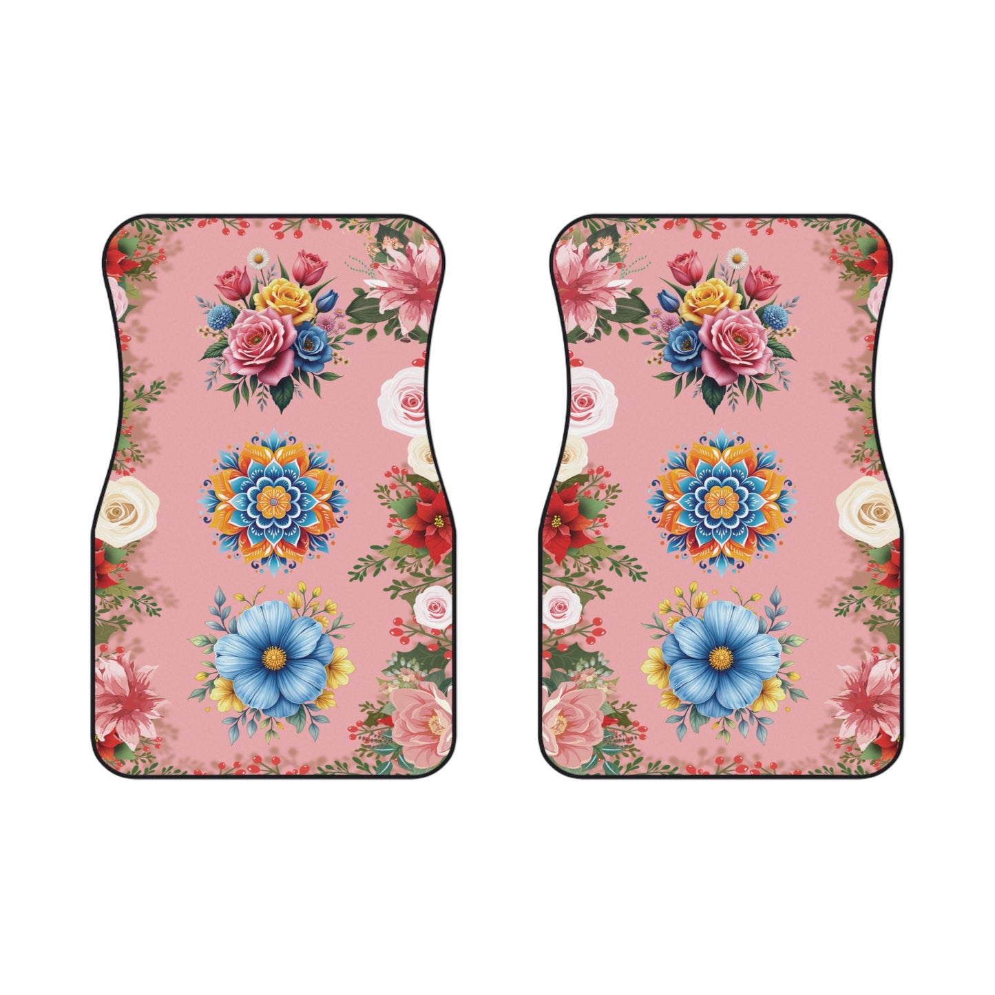 Flowers Variety Car Floor Mats – 2-Piece Front Set, Durable & Stylish, Universal Fit